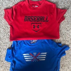 Under Armour Kids Red and Blue Baseball T-Shirts